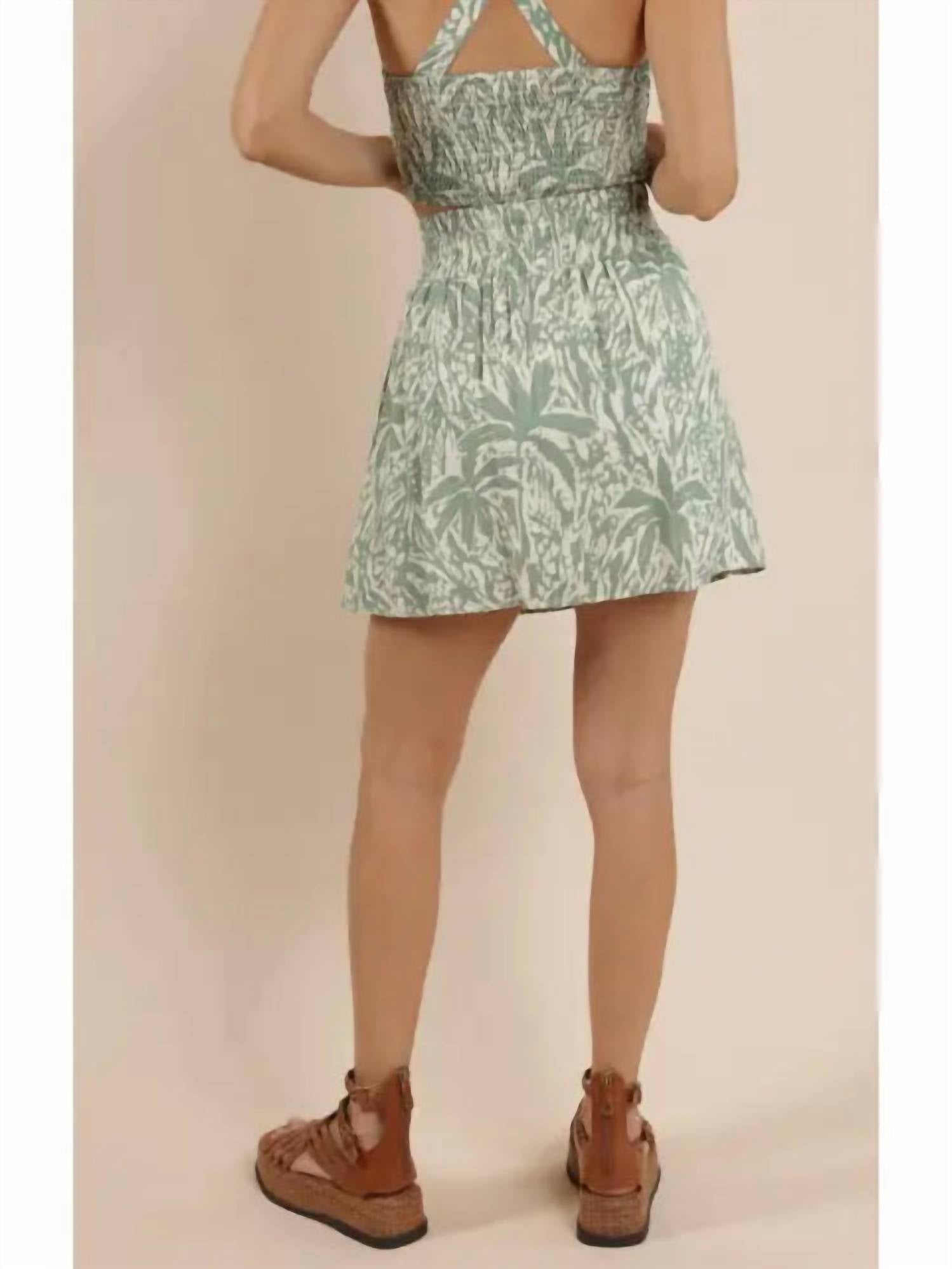 Sage The Label - Palm Whispers Elastic Waist Mini Skirt