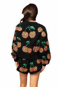 Queen Of Sparkles - Leopard Cherry Sweatshirt