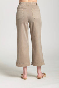 APNY Patch Pocket Cropped Wide Leg Pants in mocha - women's jeans - detail view
