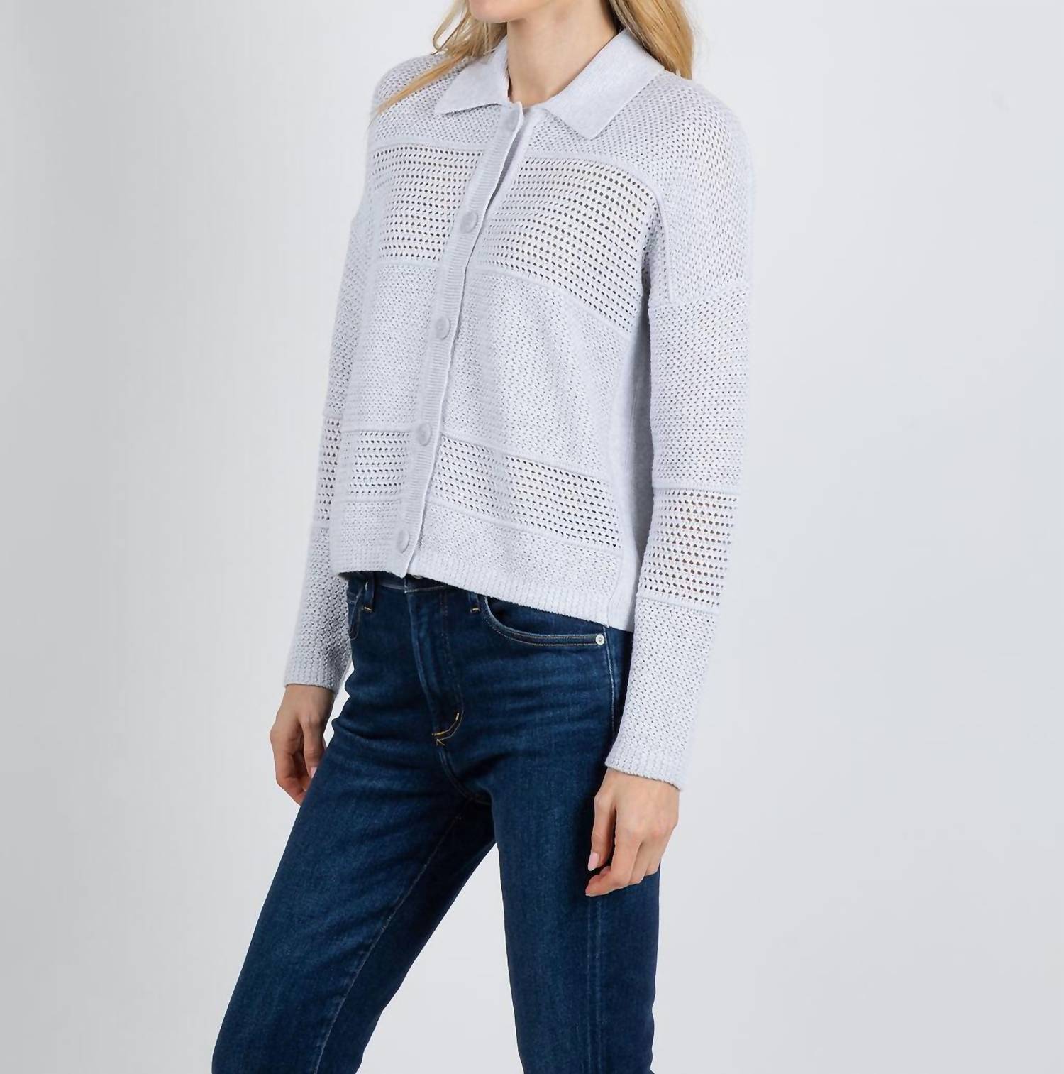 Kinross - Mixed Textured Collared Cardigan