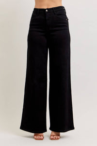 Judy Blue Raven High Rise Retro Wide Leg Jean in black - women's jeans