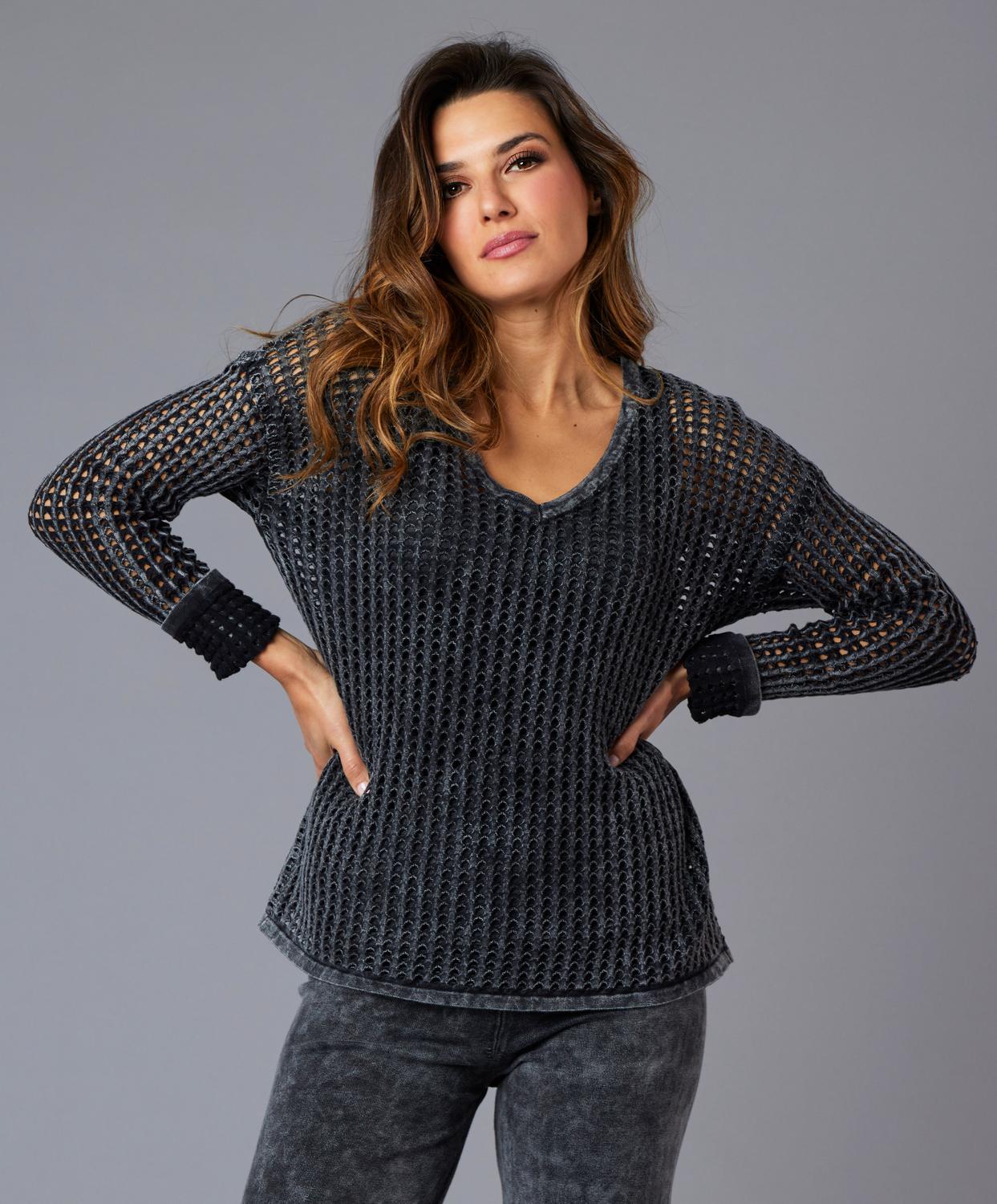 Angel Apparel - Crochet V-Neck Sweater