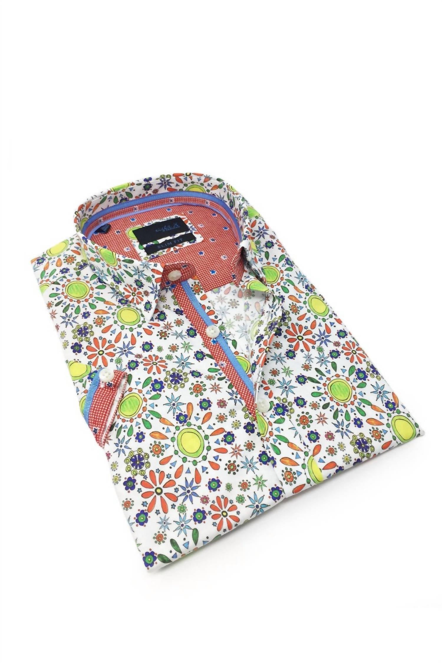 Eight X - Radiant Sun Pattern Short Sleeve Shirt With Trim