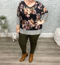 Honeyme - Floral And Stripes Top