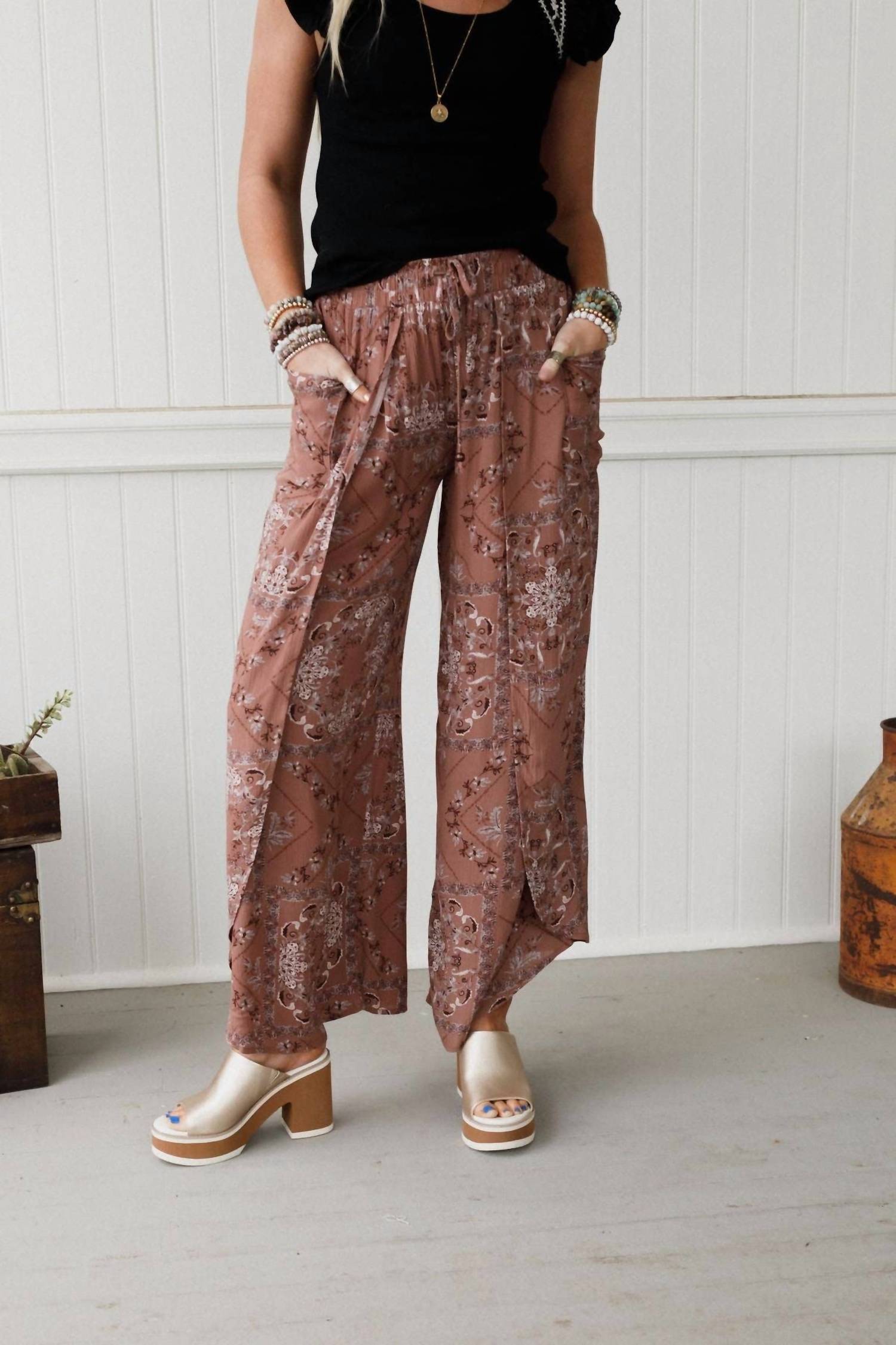 Three Bird Nest - Stasia Printed Drawstring Tulip Pants