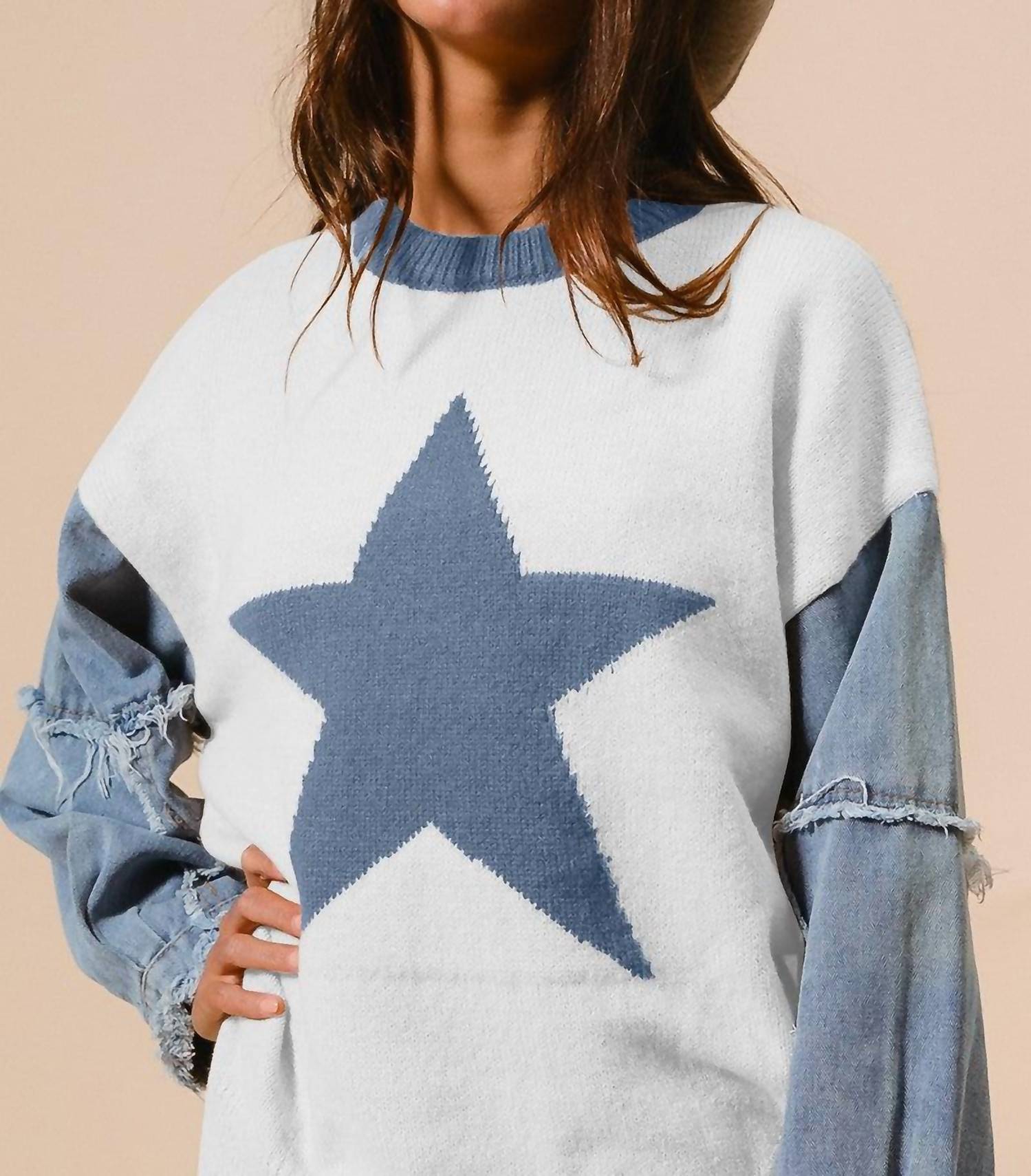 Bibi - Women's Star Printed Sweater Top