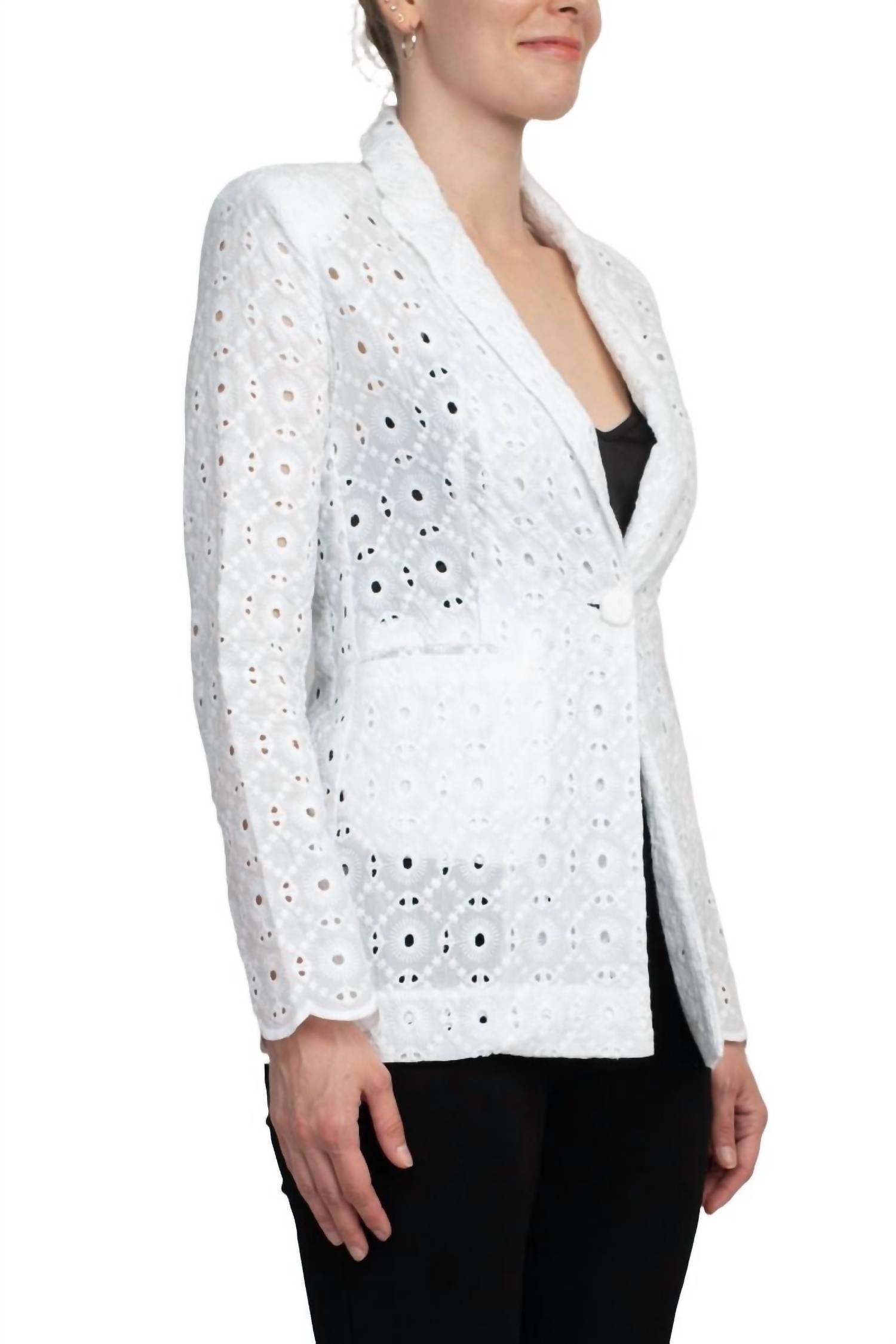Industry - Lapel Collar Eyelet Lace Blazer