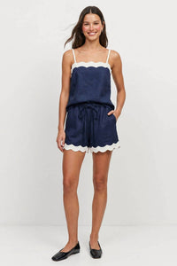 Naked Zebra - Scallop Trim Linen Shorts