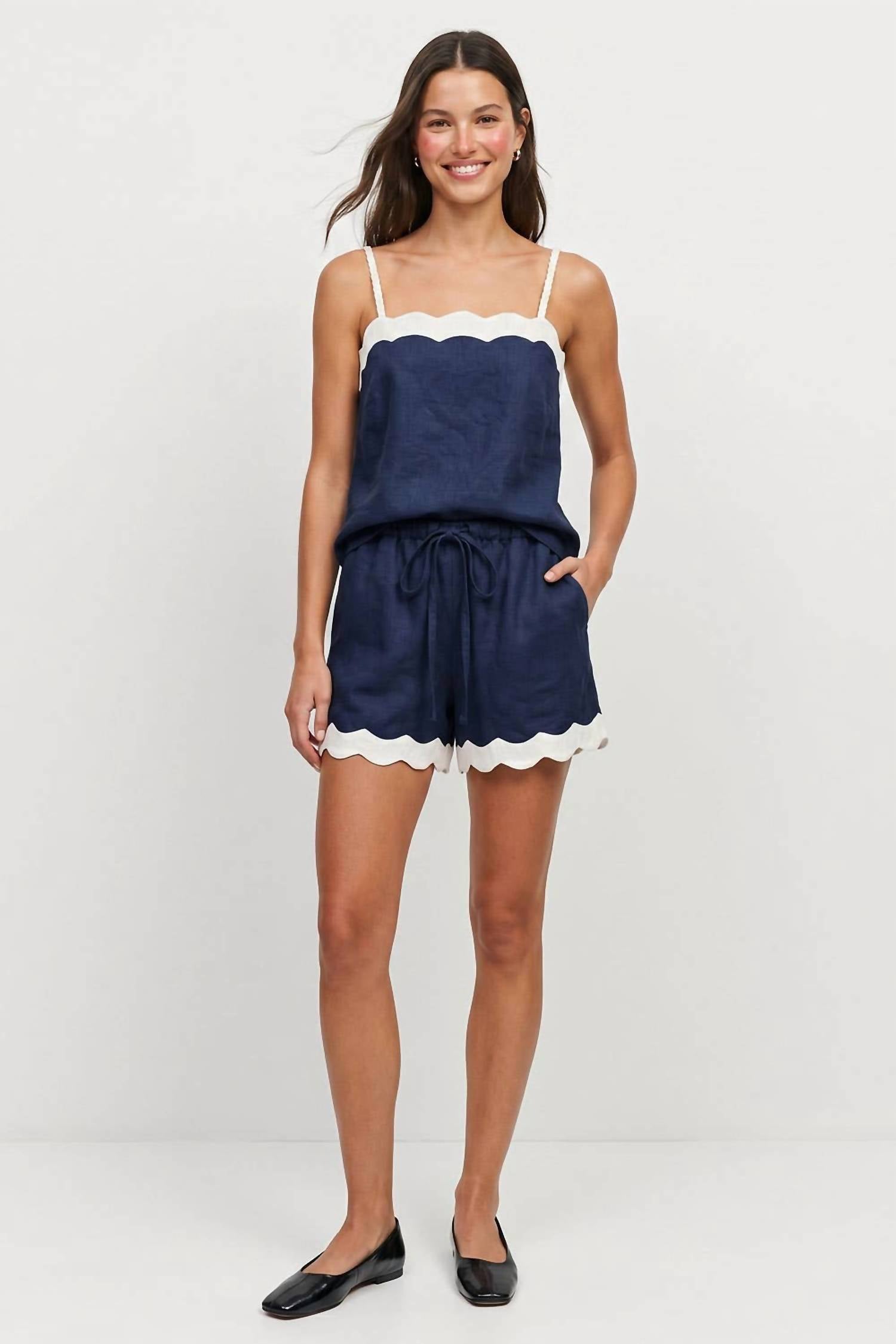 Naked Zebra - Scallop Trim Linen Shorts