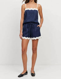 Naked Zebra - Scallop Trim Linen Shorts