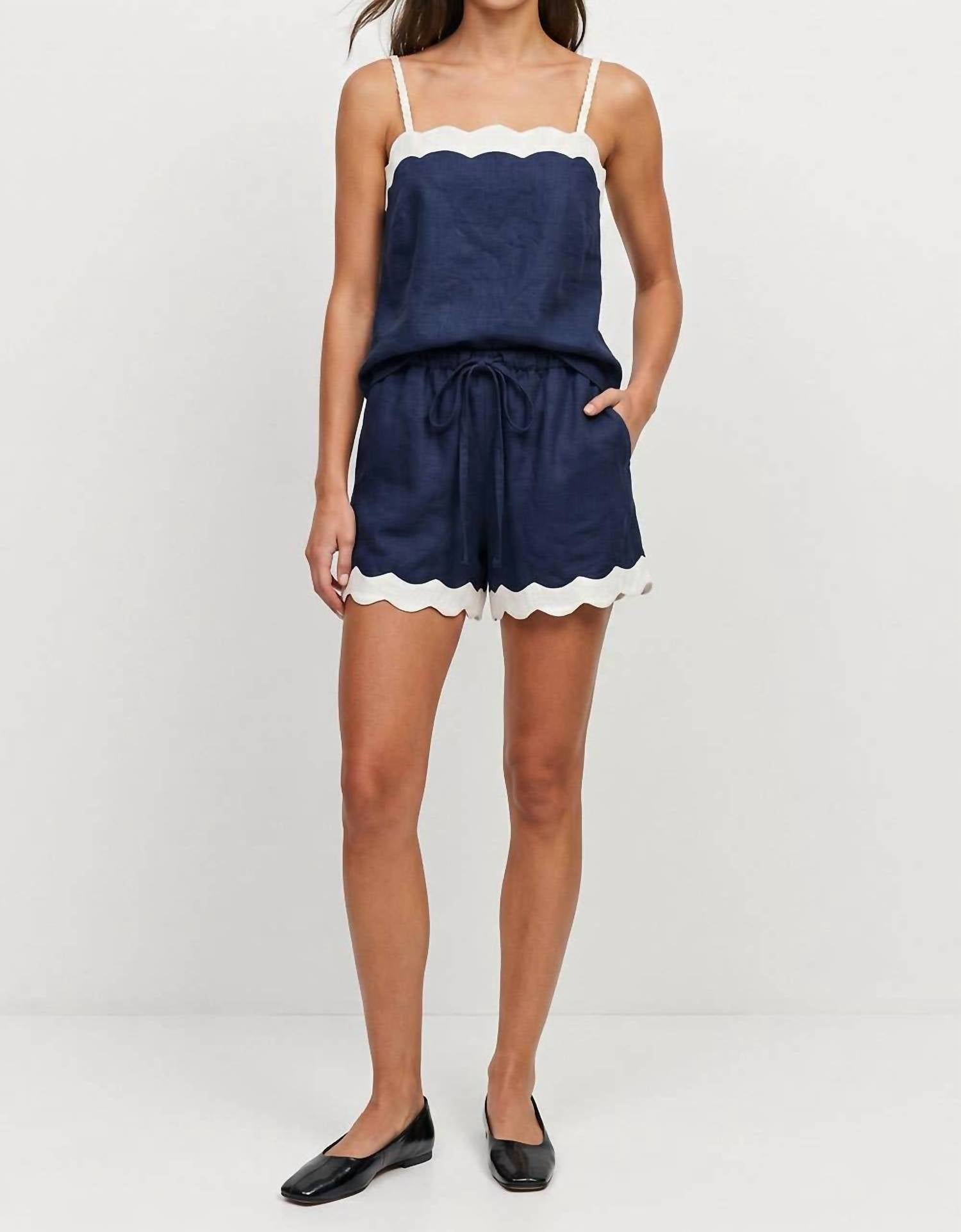 Naked Zebra - Scallop Trim Linen Shorts