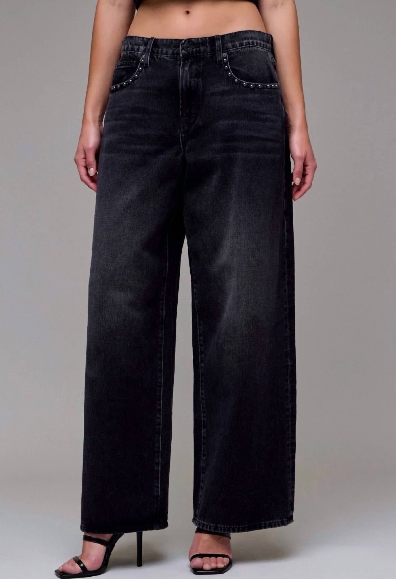 Hidden - Women's Oversized Low Slung Studded Baggy Jean