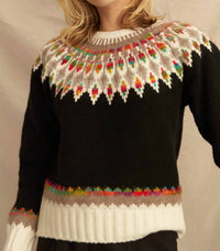 En Creme - Fern & Feather Pattern Knit Sweater