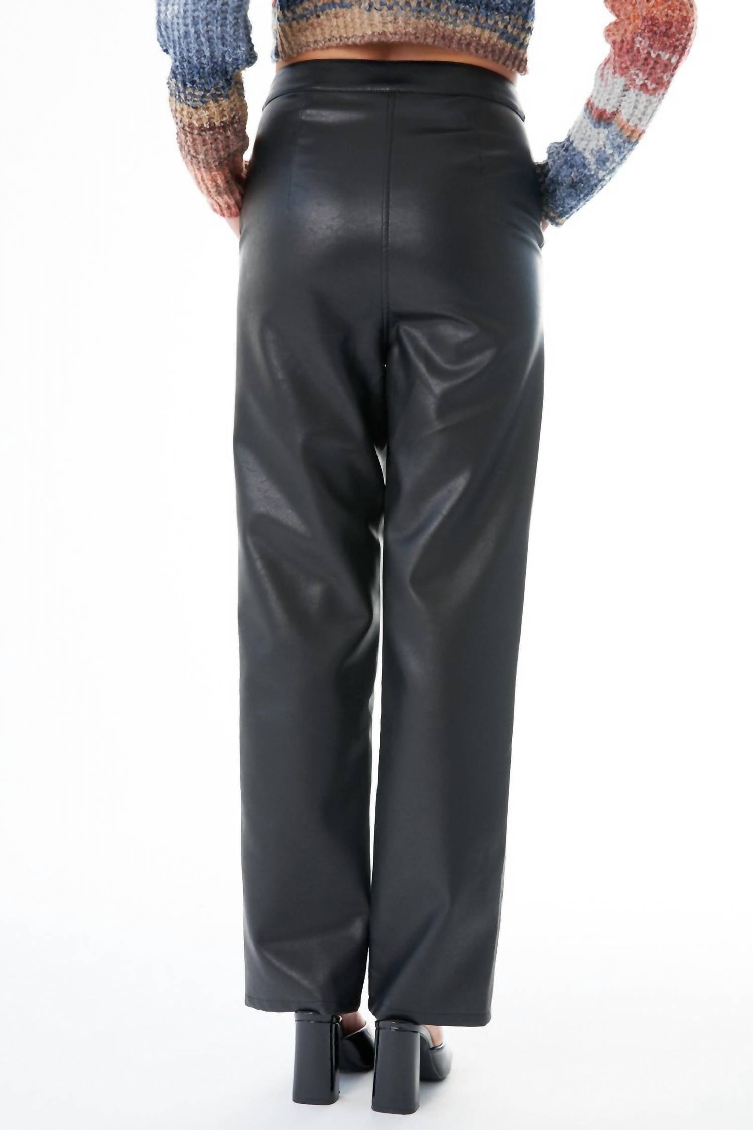 En Creme - Leather Pants With Slit Hem Detail