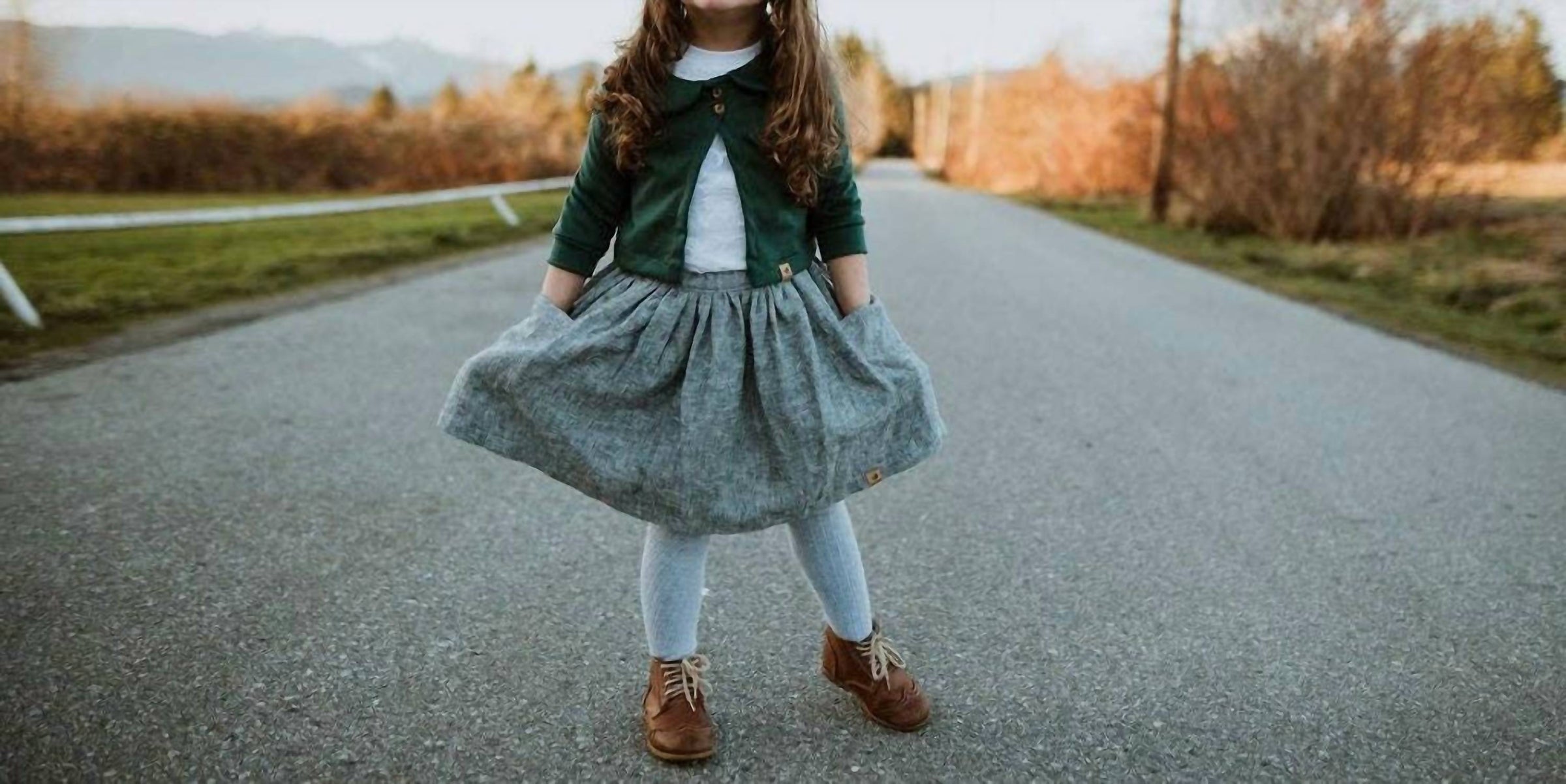 Tate & Adele - Rory Skirt With Large Side Seam Pockets And Elastic Waist