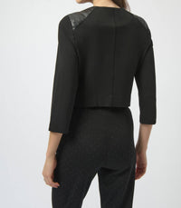 Joseph Ribkoff - Heavy Knit And Leatherette Fitted Jacket