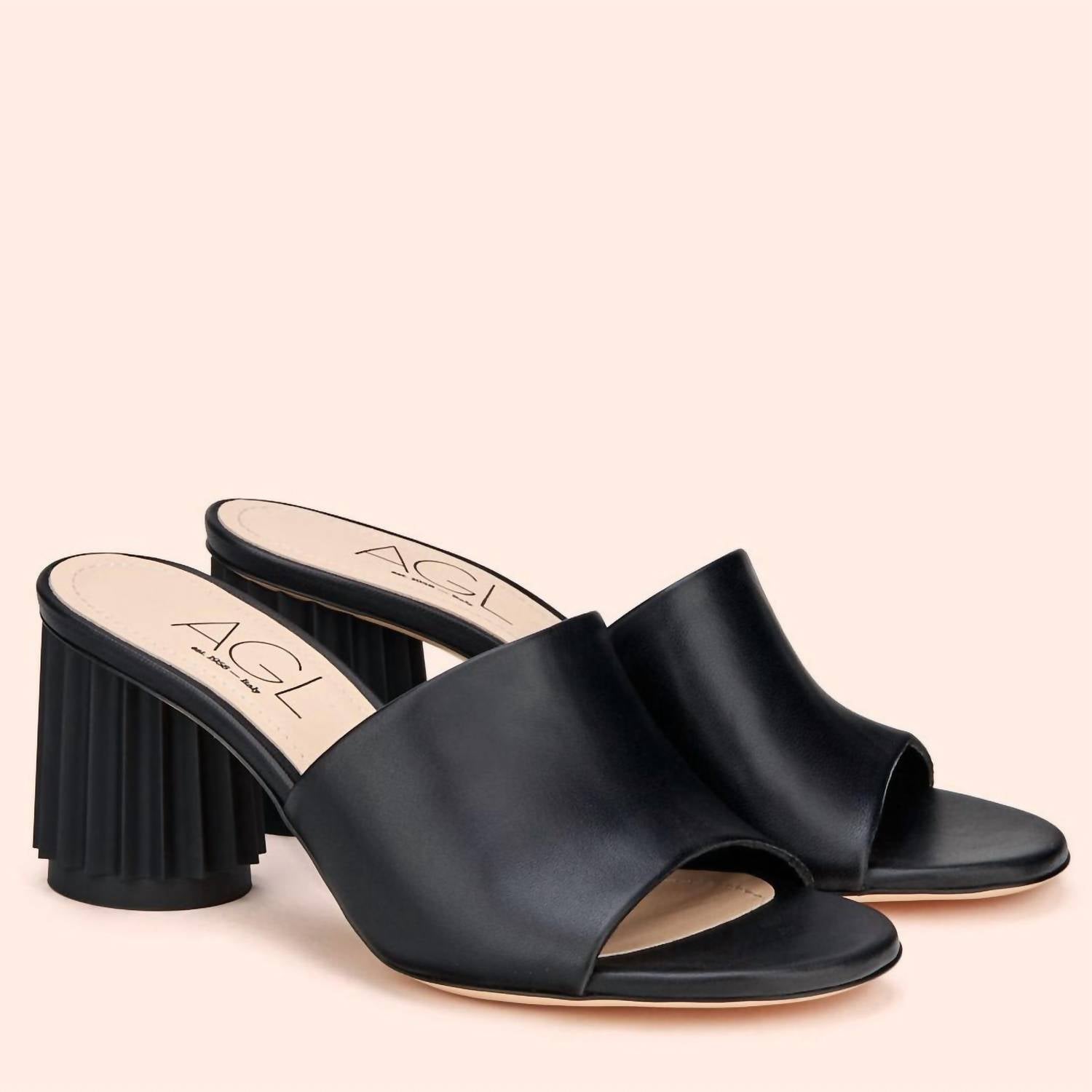 Agl - Women's Dorica Slide Heels Sandal - black - sandals - shoes