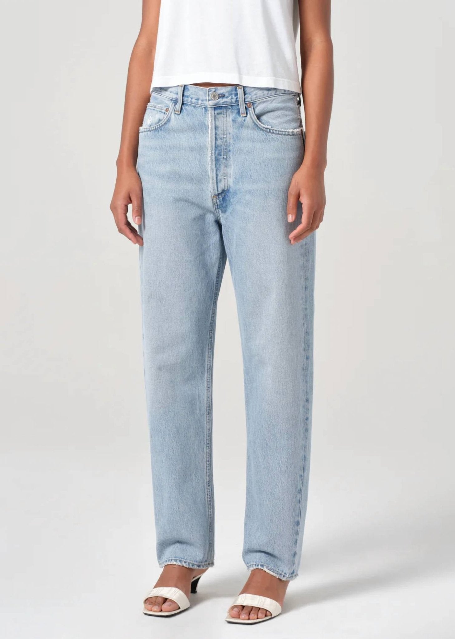Agolde - 90's Mid Rise Straight Jean - blue - clothing - denim