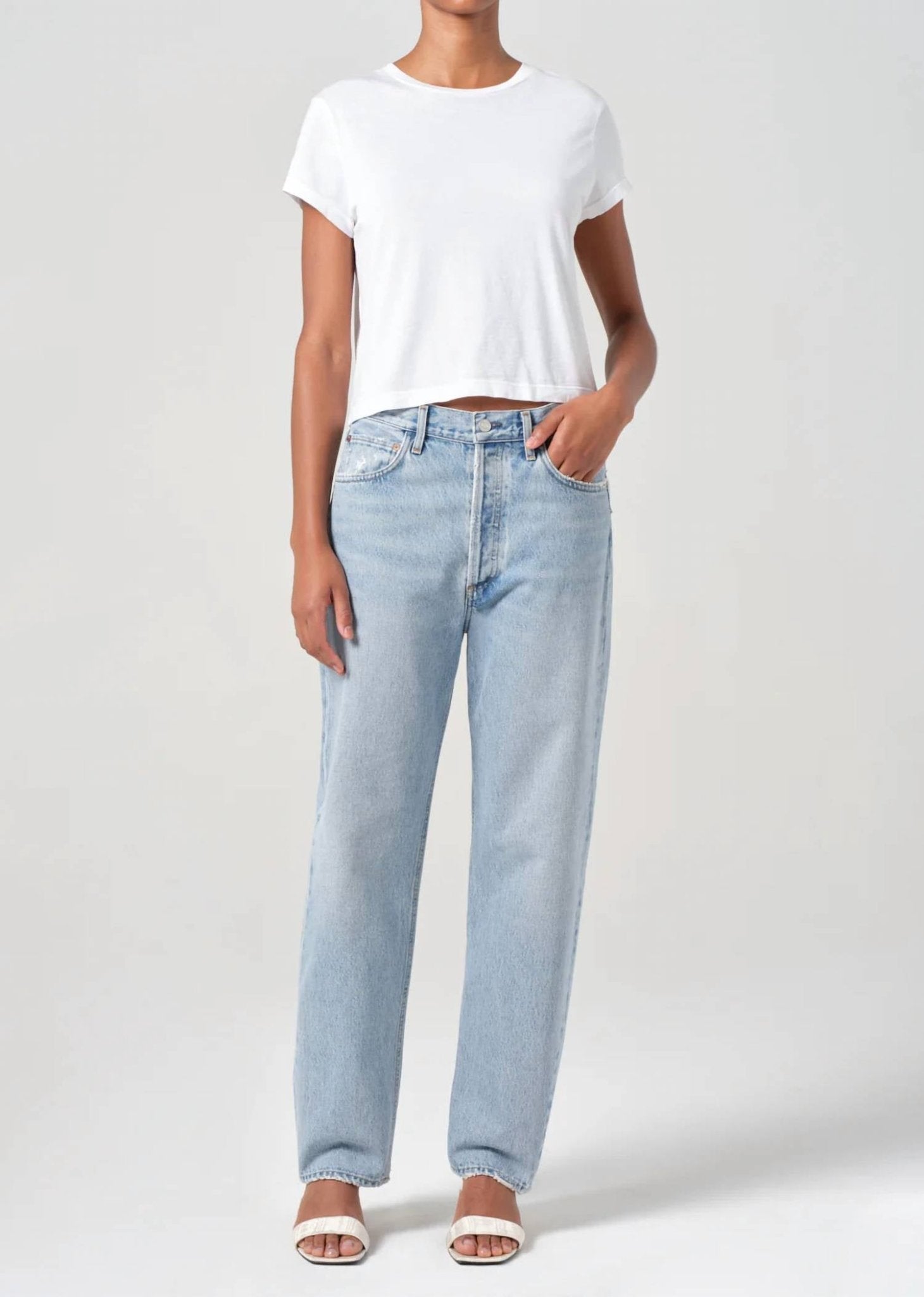 Agolde - 90's Mid Rise Straight Jean - blue - clothing - denim