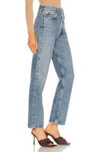 Agolde - 90's Pinch Waist High Rise Straight Jean - blue - clothing - denim