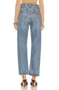 Agolde - 90's Pinch Waist High Rise Straight Jean - blue - clothing - denim