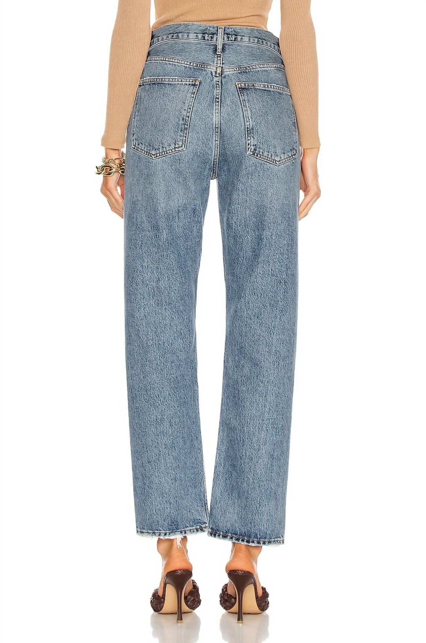 Agolde - 90's Pinch Waist High Rise Straight Jean - blue - clothing - denim