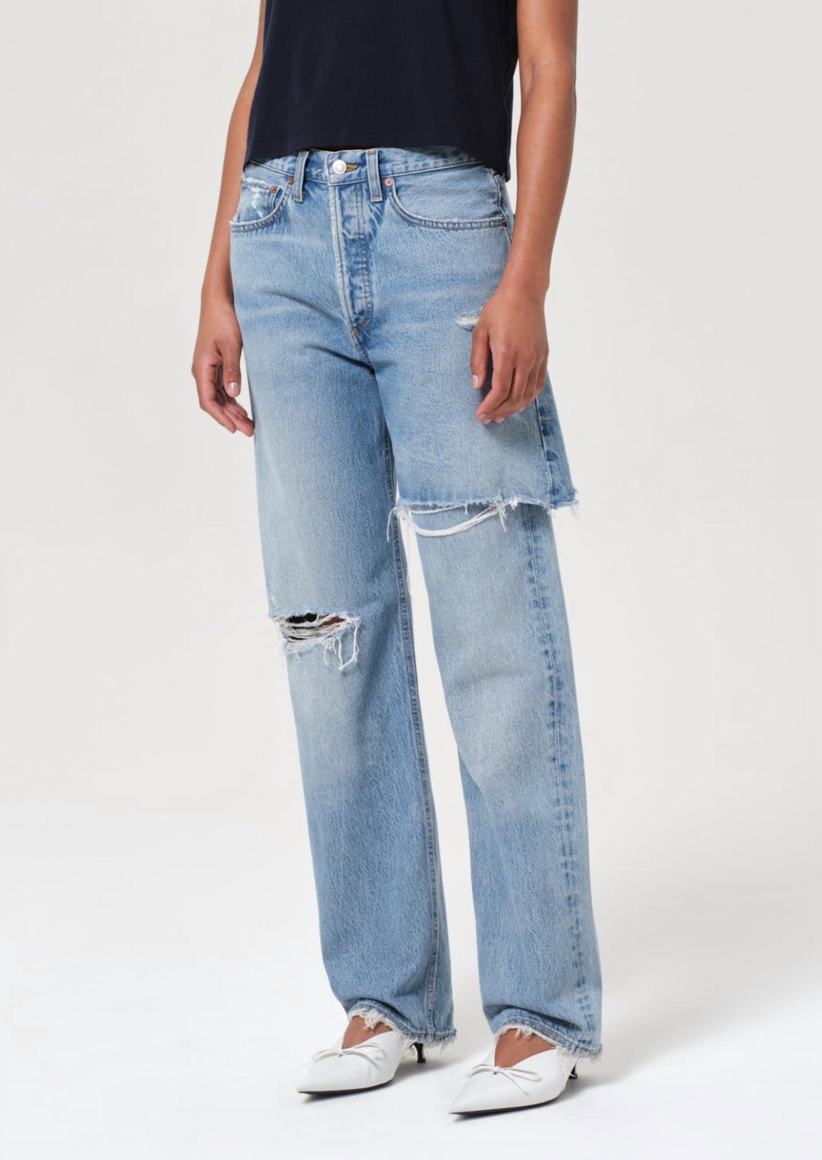 Agolde - Amryn Double Layer Ripped Straight Leg Jeans