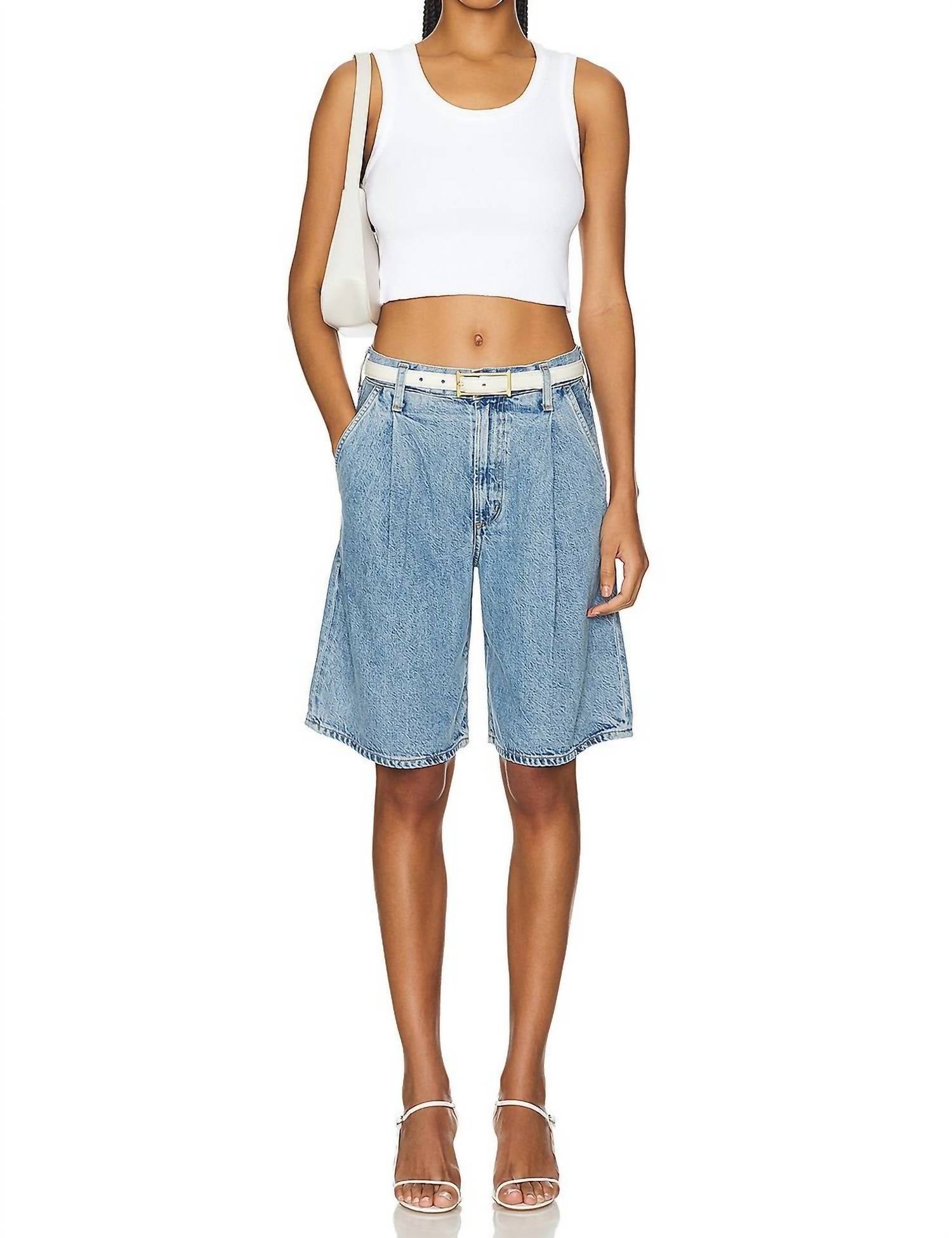 Agolde - Ellis Trouser Short - blue - clothing - denim