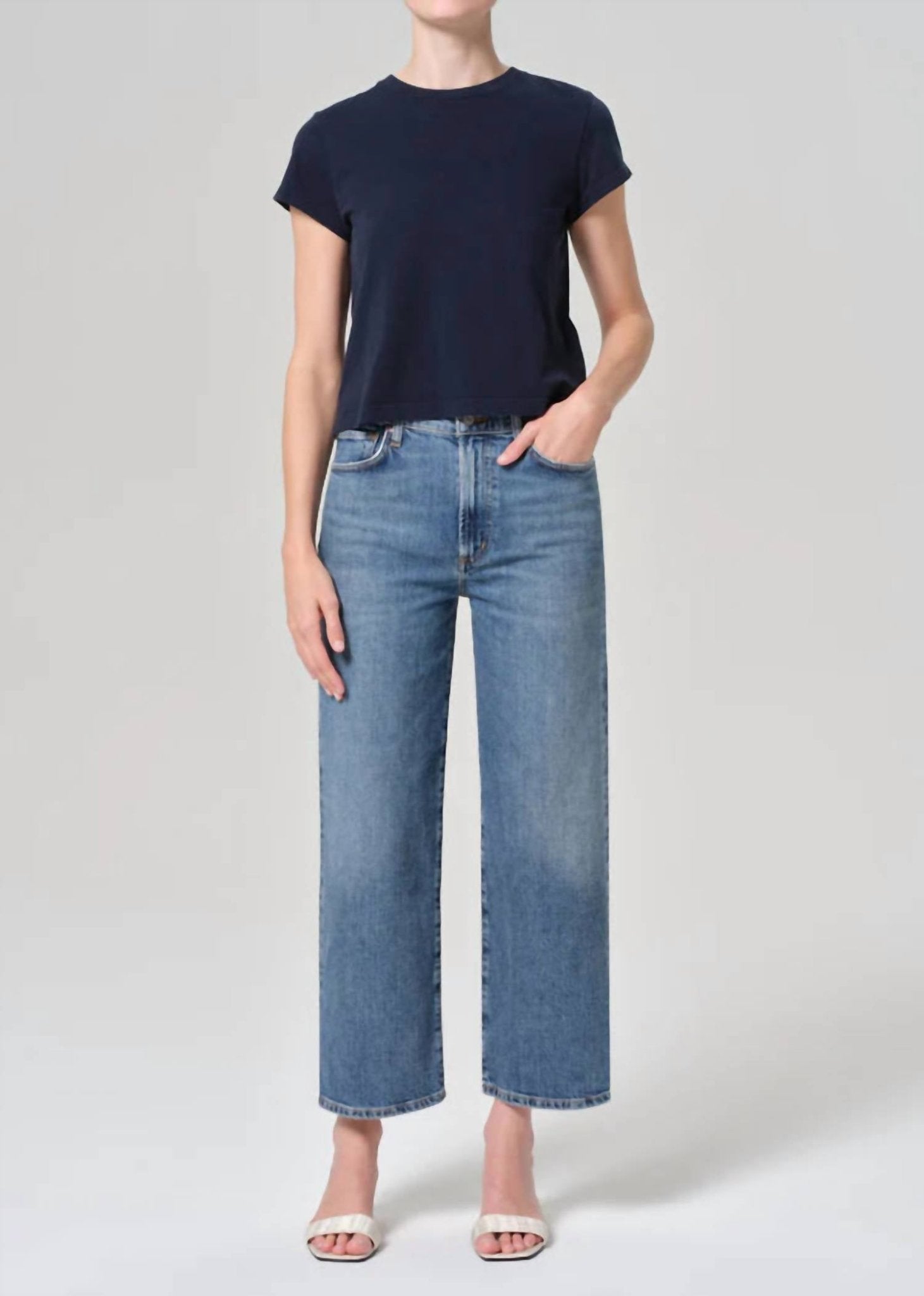 Agolde - Harper Crop Jeans - blue - clothing - cotton
