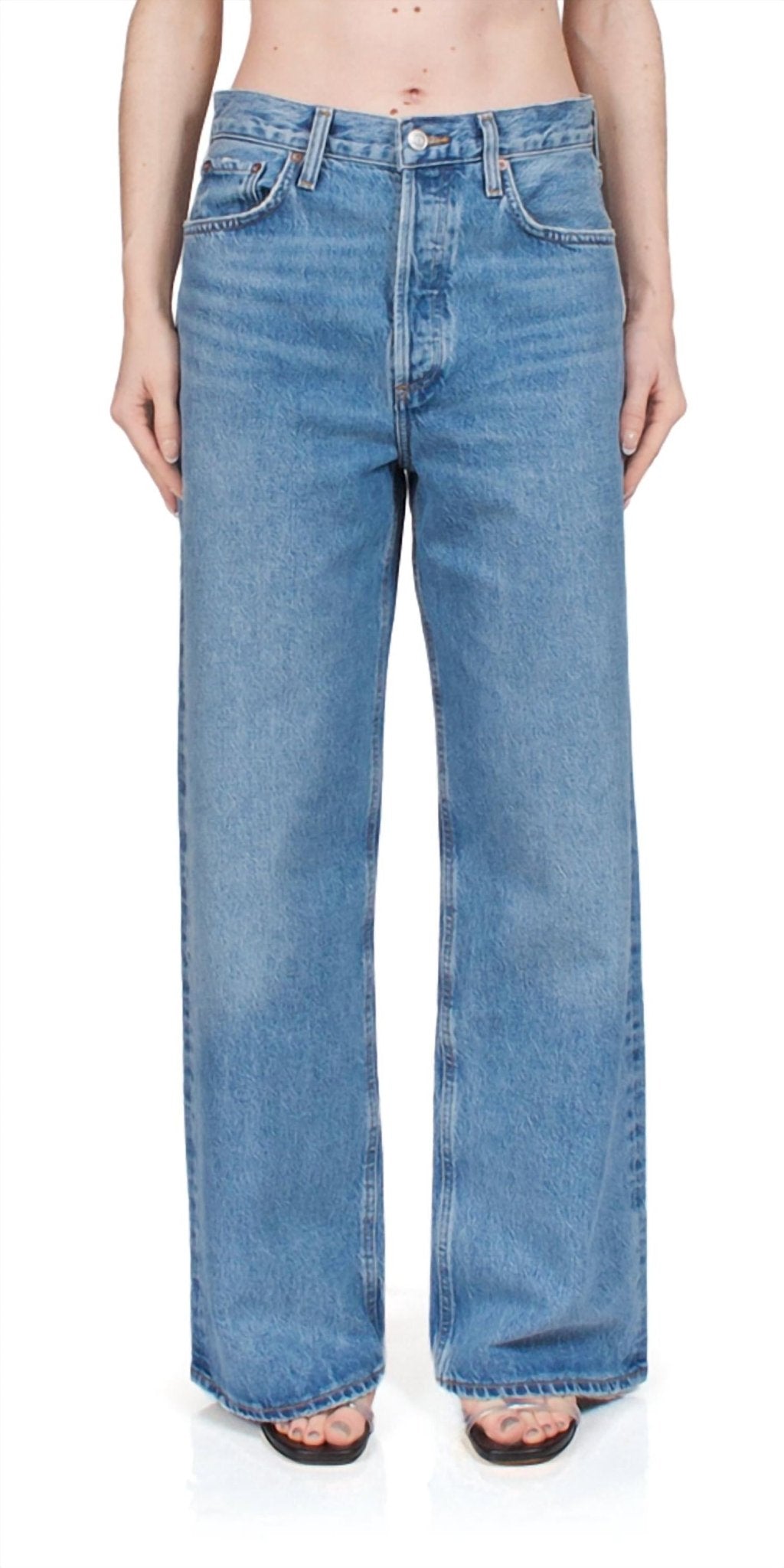 Agolde - Low Slung Baggy Jeans - blue - clothing - cotton