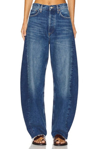 Agolde - Luna Pieced High Rise Jeans - blue - clothing - cotton - blend