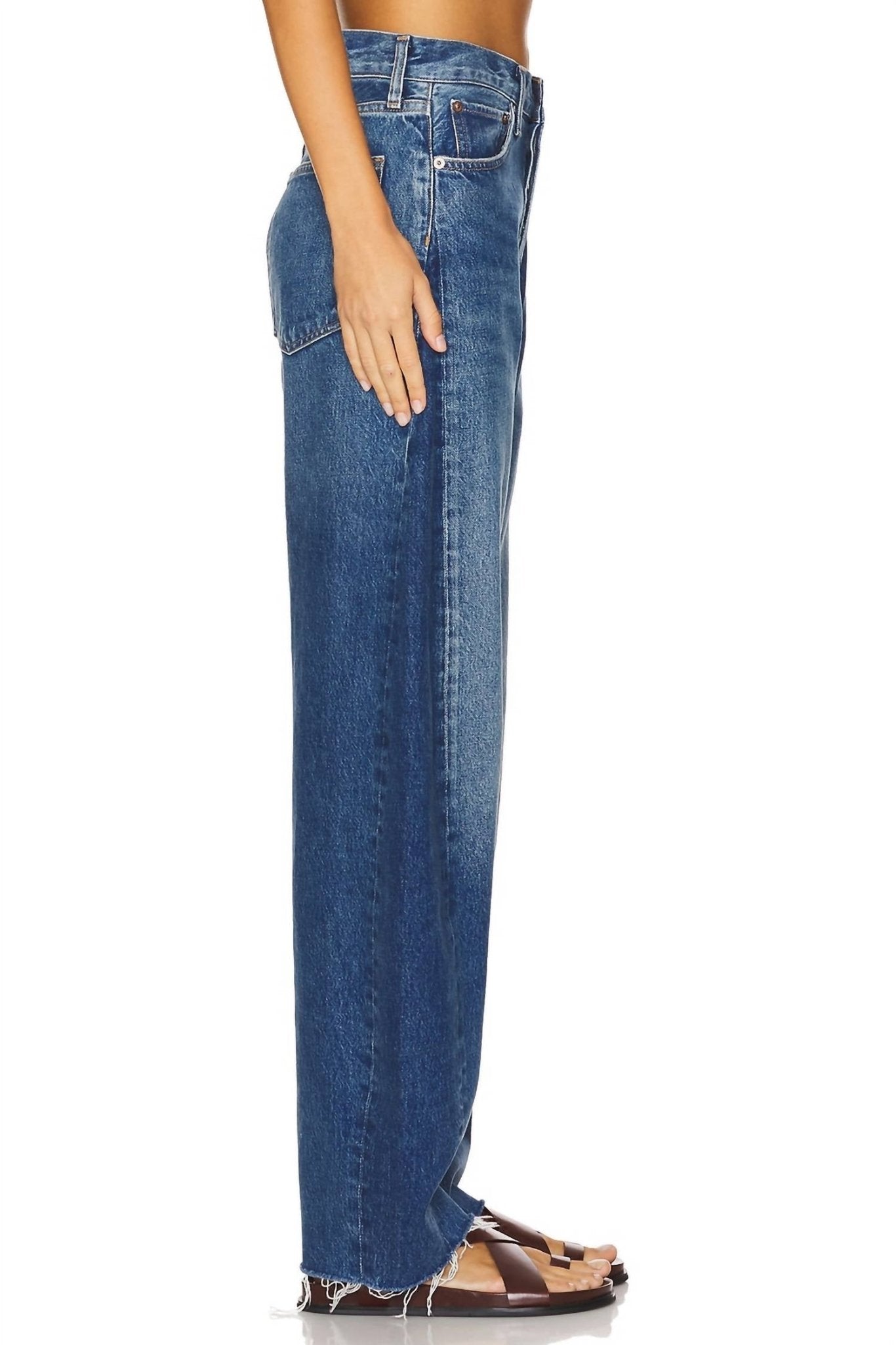 Agolde - Luna Pieced High Rise Jeans - blue - clothing - cotton - blend