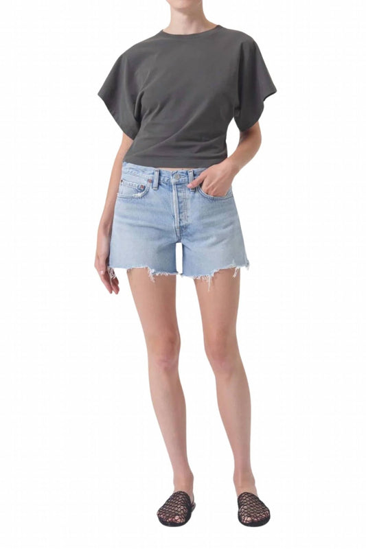 Agolde - Parker Long Short - blue - clothing - denim