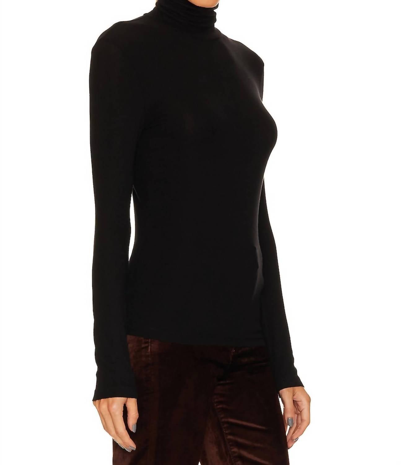 Agolde - Pascale Turtleneck Top - black - clothing - cowl