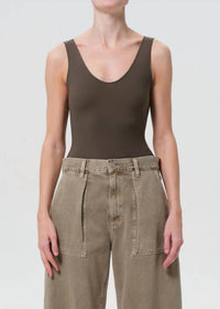 Agolde - Tora Tank Bodysuit - bodysuits - brown - clothing