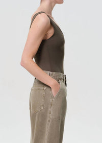 Agolde - Tora Tank Bodysuit - bodysuits - brown - clothing