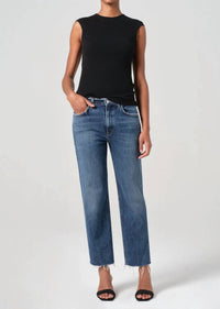 Agolde - Valen Mid Rise Jean - blue - clothing - denim