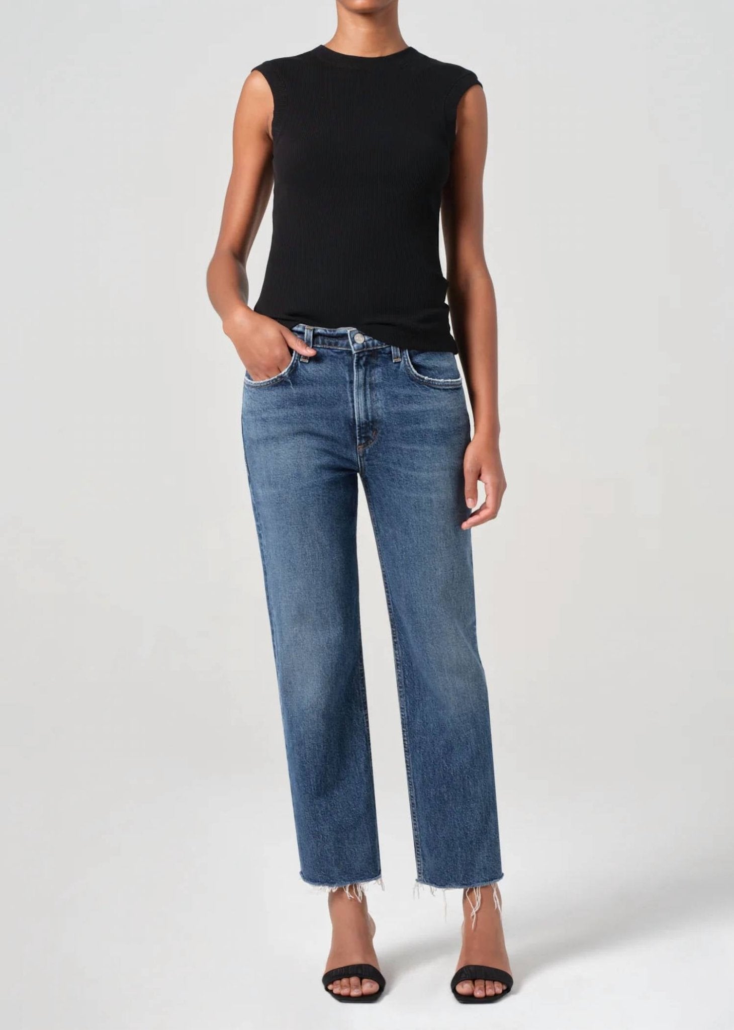 Agolde - Valen Mid Rise Jean - blue - clothing - denim