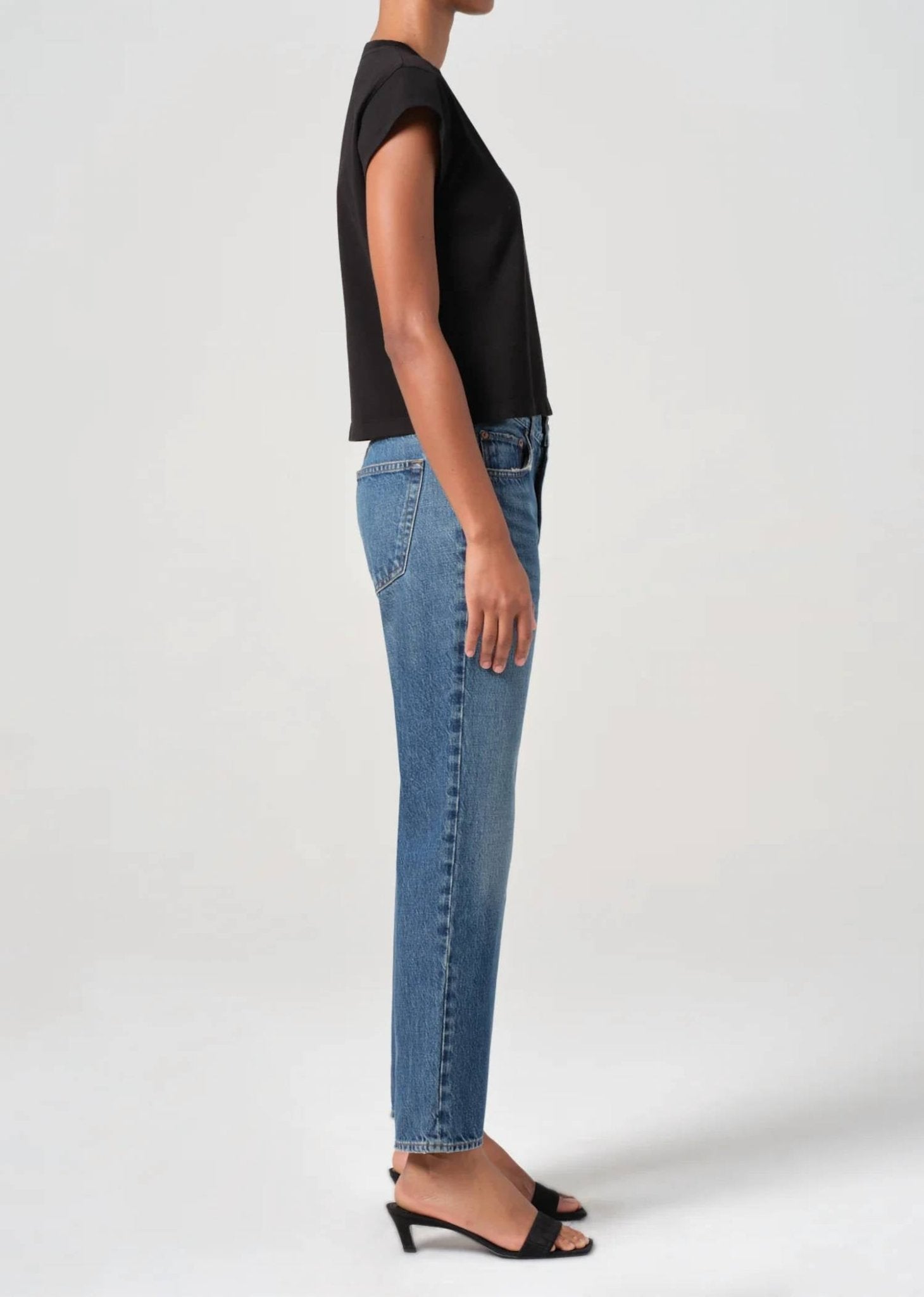 Agolde - Valen Mid Rise Jean - blue - clothing - denim