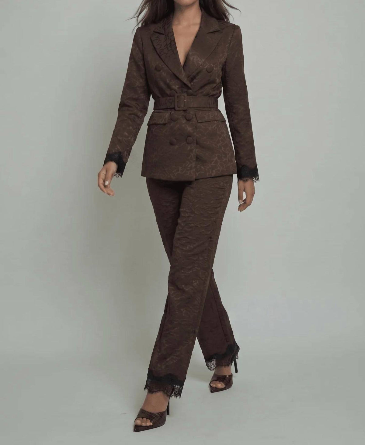 Akalia - Maison Jacquard Belted Blazer