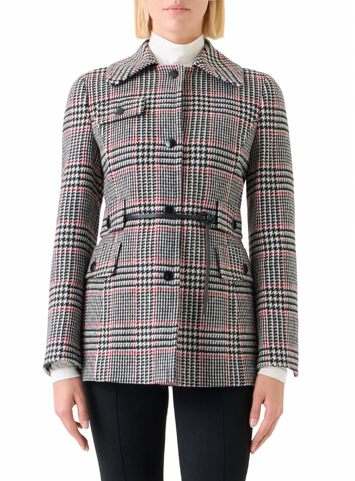 Akris Punto - Glen Plaid Wool Tweed Belted Jacket