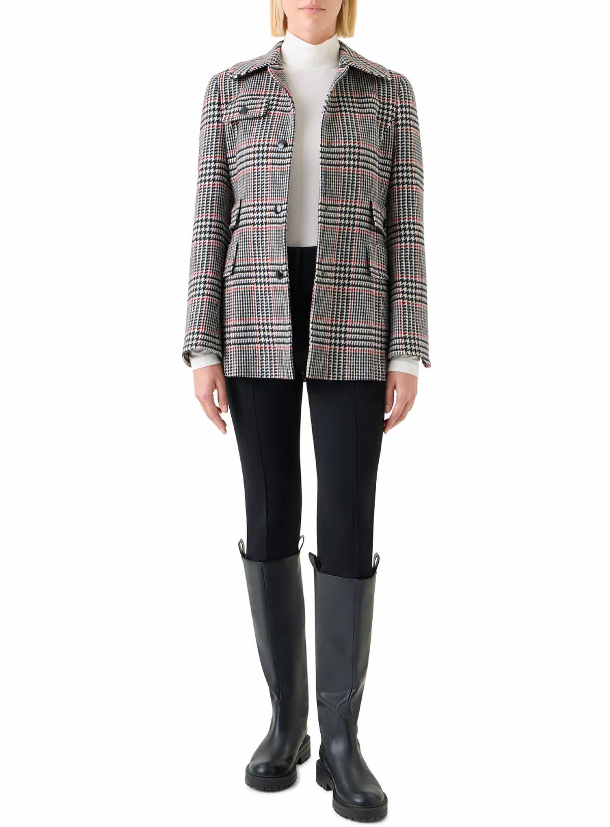 Akris Punto - Glen Plaid Wool Tweed Belted Jacket
