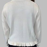 Alashan Cashmere - Cotton Cashmere Ruffle Edge Bolero Cardigan - cardigans - clothing - cotton - blend