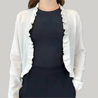 Alashan Cashmere - Cotton Cashmere Ruffle Edge Bolero Cardigan - cardigans - clothing - cotton - blend