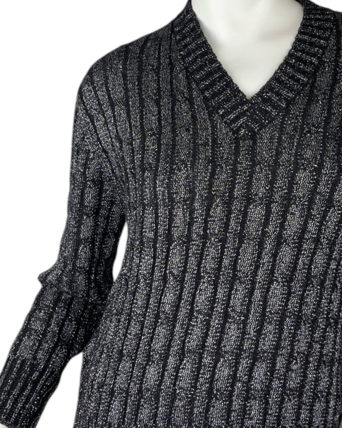 Alashan Cashmere - Hazel Lurex Cable V Neck Sweater