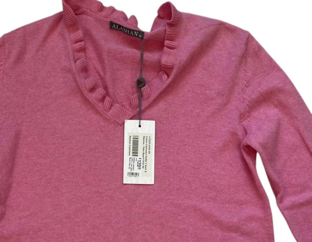 Alashan Cashmere - Women's Ruffle V Neck Sweater