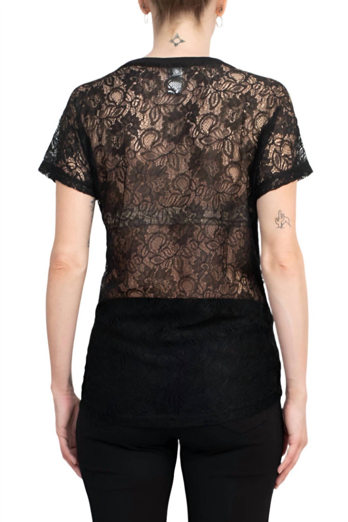 Alberto Makali - Short Sleeve Embroidered Spandex Top