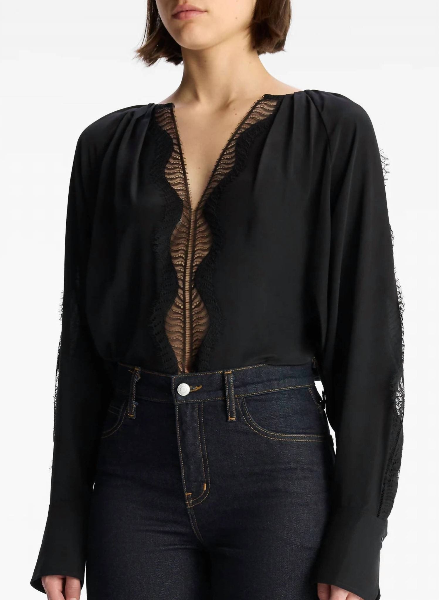 A.L.C. - Carlota Long Sleeve Top - black - clothing - shirts