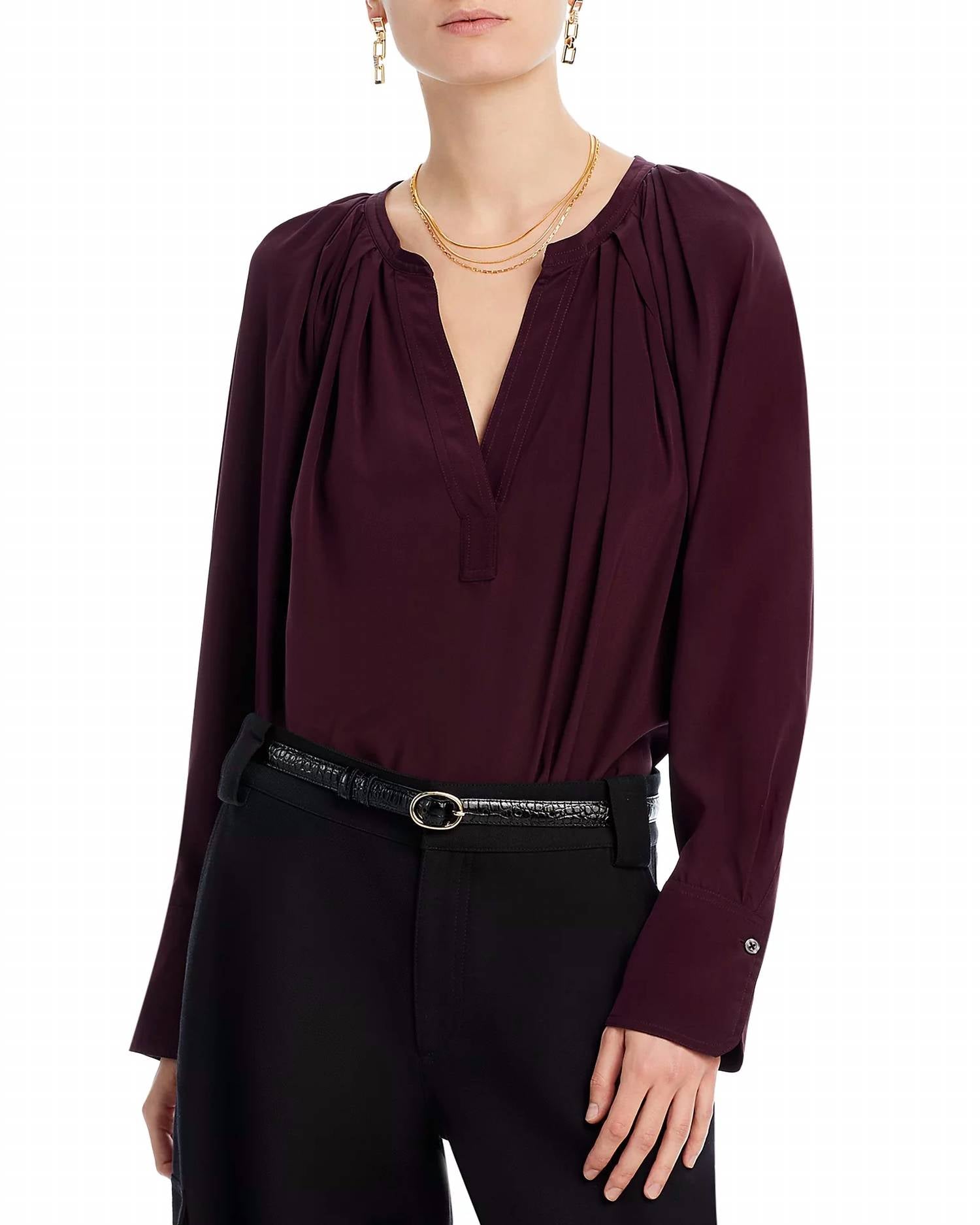A.L.C. - Nomad Flattering V - neckline Top - brown - clothing - shirts