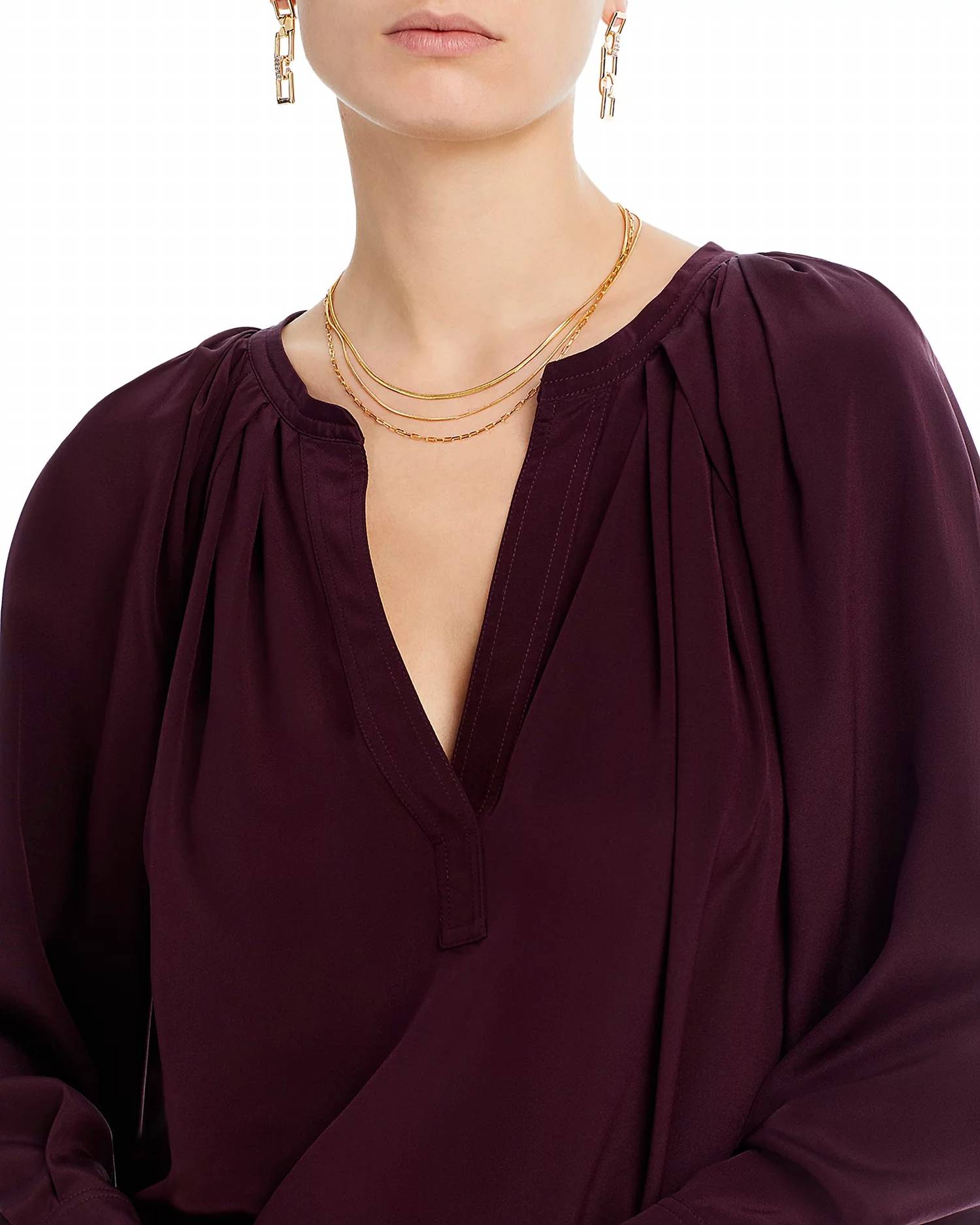 A.L.C. - Nomad Flattering V - neckline Top - brown - clothing - shirts